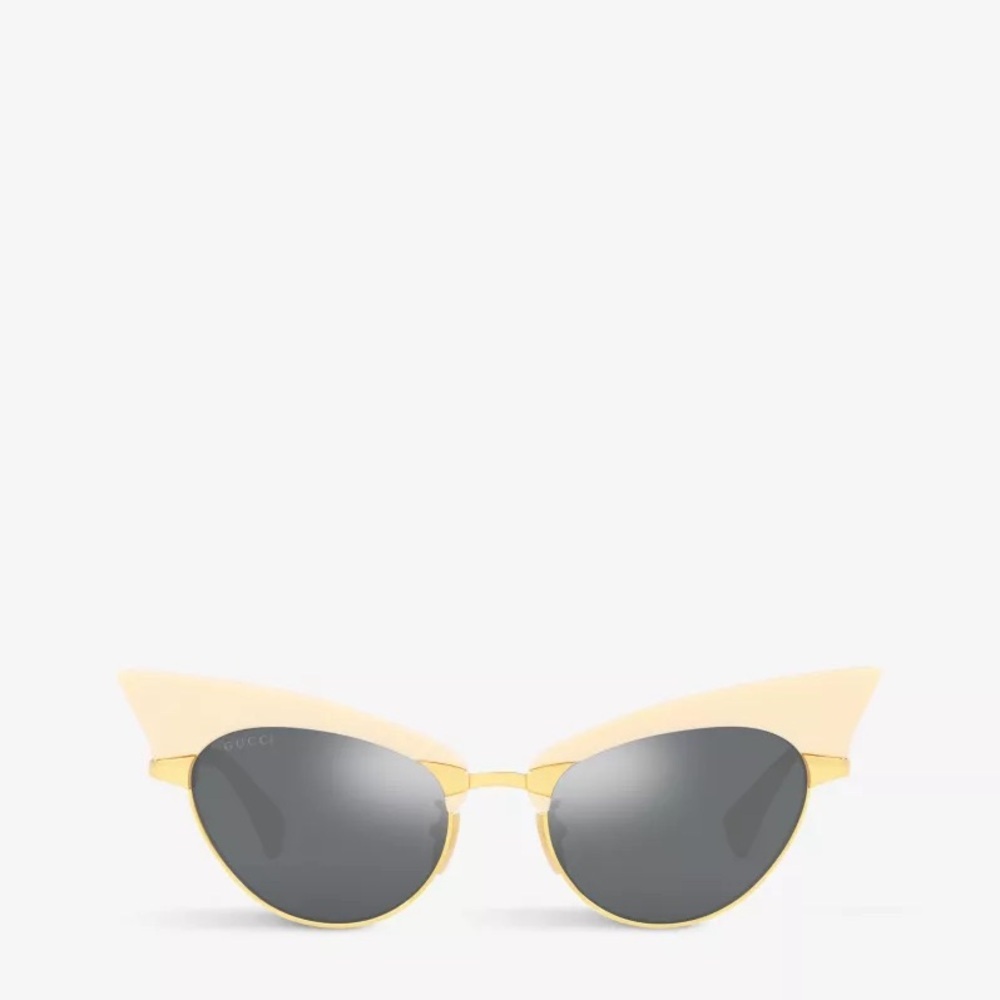 GUCCI GG1131S Interchangeable Cat-Eye Sunglass Gold Metal Frame 3 Clip-On Pieces - Picture 2 of 16